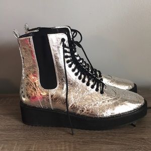 Silver booties ( never worn)